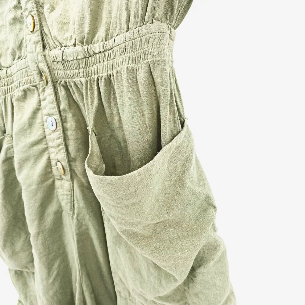Zara Linen Blend Shirt Style Playsuit